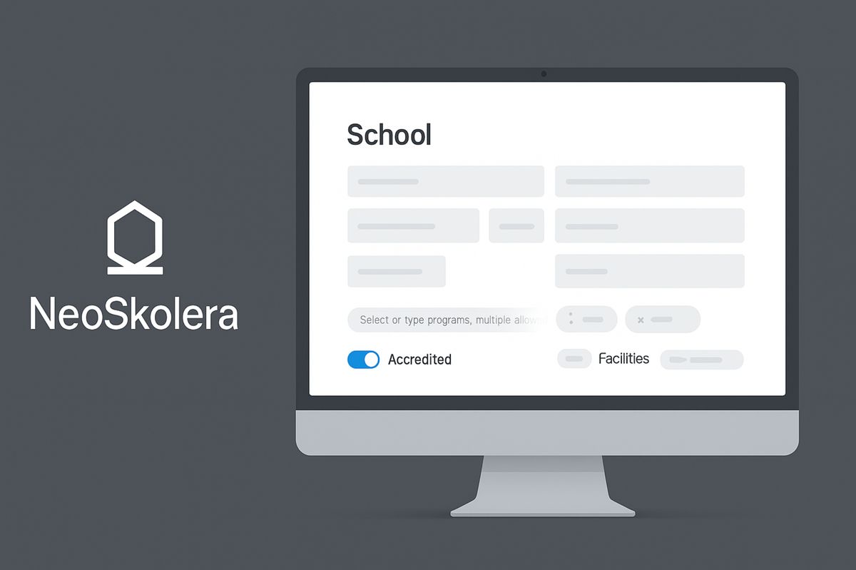 Schools, Users and permissions screen in NeoSkolera school management system
